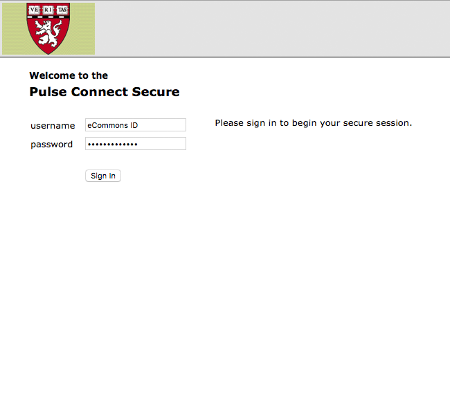secure.med.harvard.edu Login Page