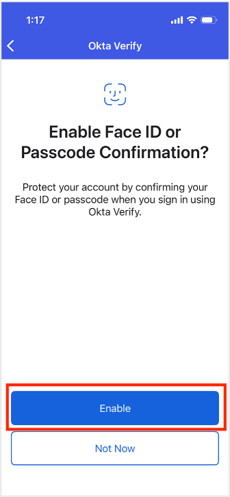 Enable Face ID of Passcode Confirmation?