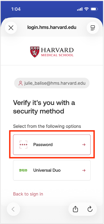 Verify it's you with a security method - Select Password