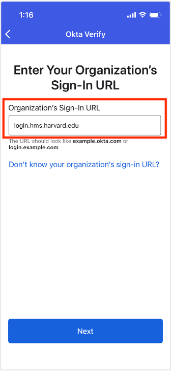 Enter Your Organization's Sign-In URL