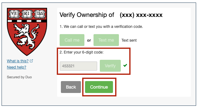 Step 2 - Enter 6-digit code.
